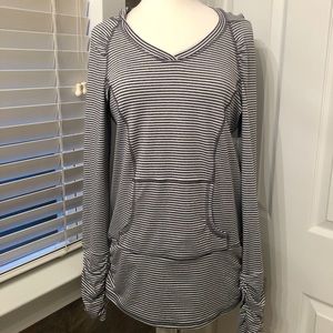 90 Degree By Reflex Black and White Striped Hoodie